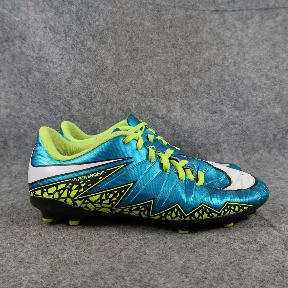Nike Shoes Youth 6 Cleats Soccer Hypervenom Phelon II FG Blue Green Lace Up Kids